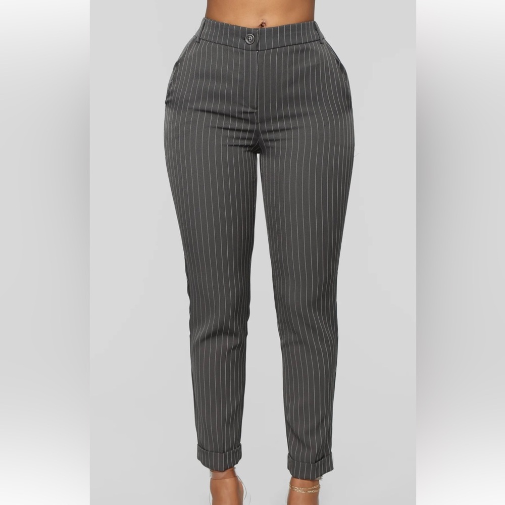 Fashion Nova Black Pinstripe Dress Pants